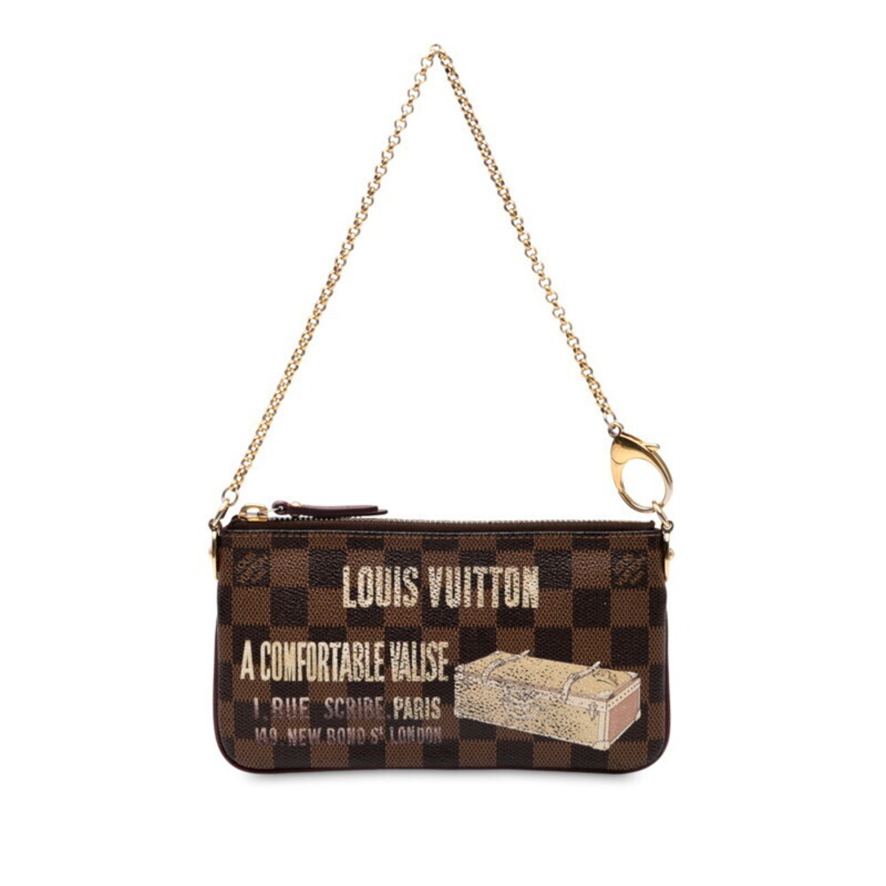 Louis Vuitton Damier Pochette Mila Chain Handbag Shoulder Bag Brown